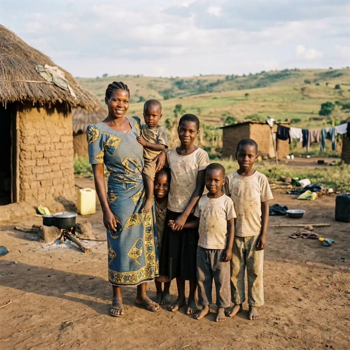 Familie in Centraal Afrika ondersteund door ADRA